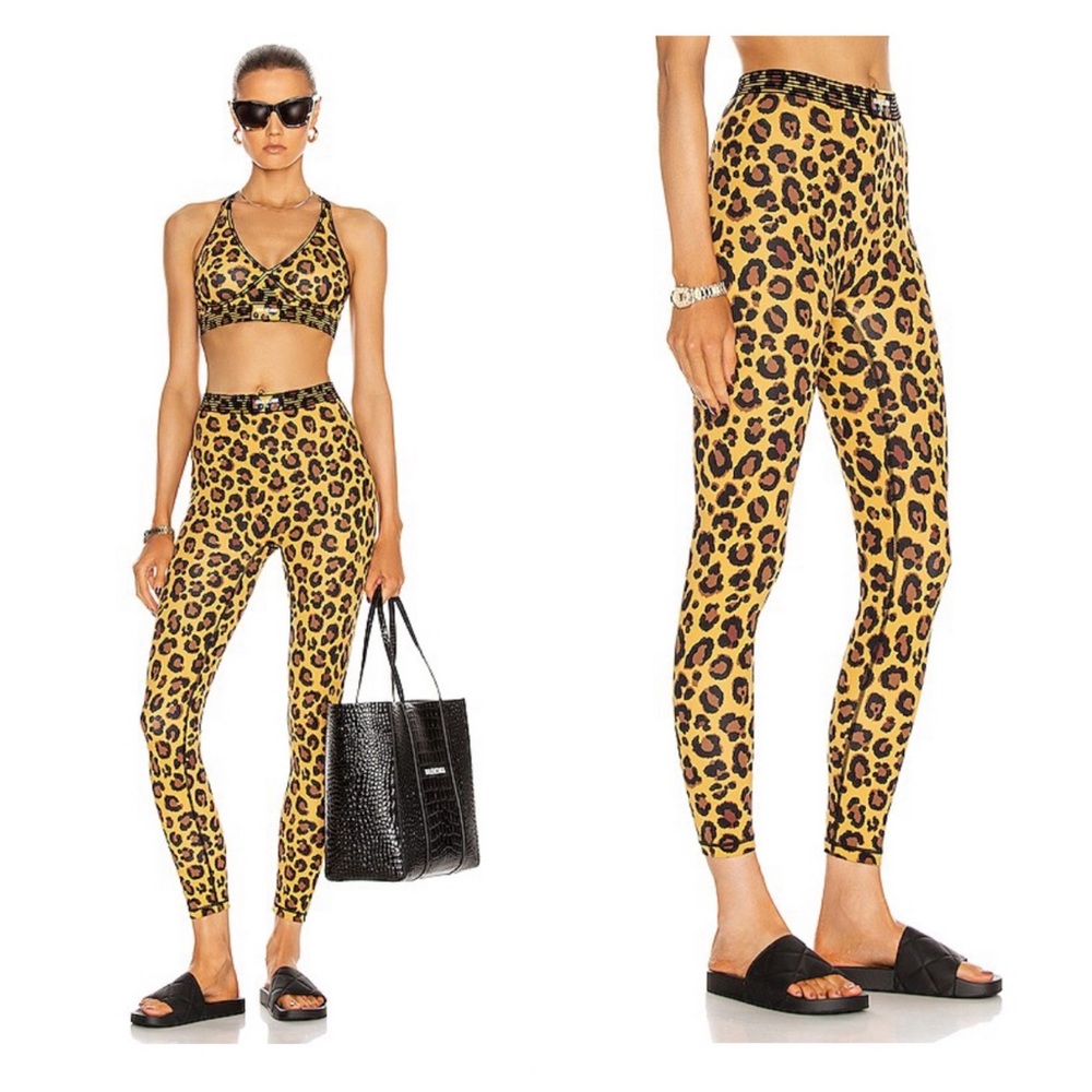 Adam Selman Sport Bonded Leopard Print Active Leggings